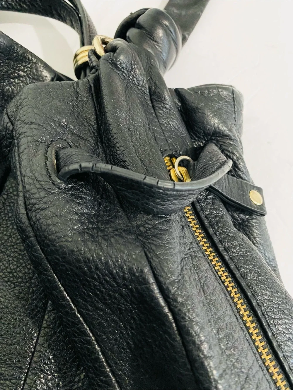 Vintage 90s Black Leather Hobo Shoulder Bag Elliott Luca Boho Southwestern Cinch